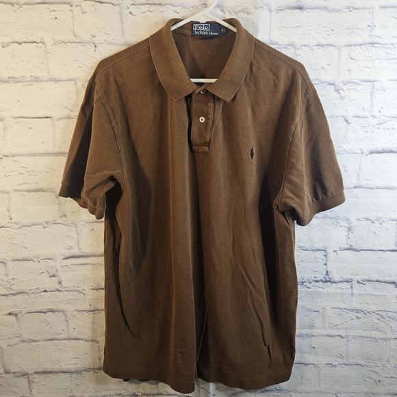 Polo Ralph Lauren Other - Vtg Polo by Ralph Lauren Mens Brown Ringer Polo Shirt Cotton XL